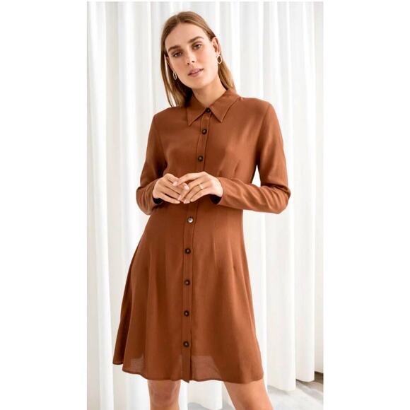 Paris Atelier & Other Stories Dresses & Skirts - Paris Atelier & other stories brown rust long sleeve shirt dress size 8
